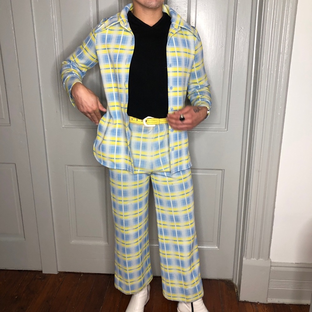 VINTAGE 70’s plaid set with belt🕺🏼🚀